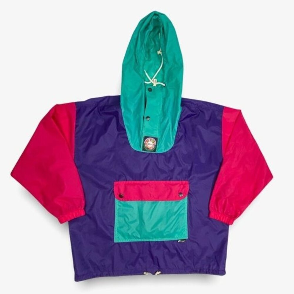 KWAY Multi Color Waterproof Hooded Windbreaker 2 in 1 Bag S - Picture 1 of 16